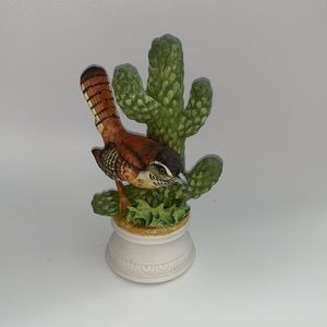 Porcelain Wren & Cactus Figurine